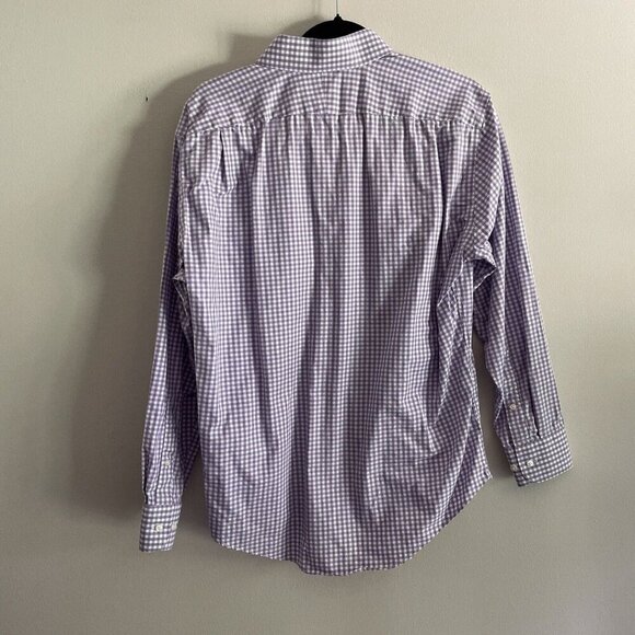 Nordstrom Mens 16 32-33 Purple/White Gingham Button Down Long Sleeve Dress Shirt - Picture 9 of 9